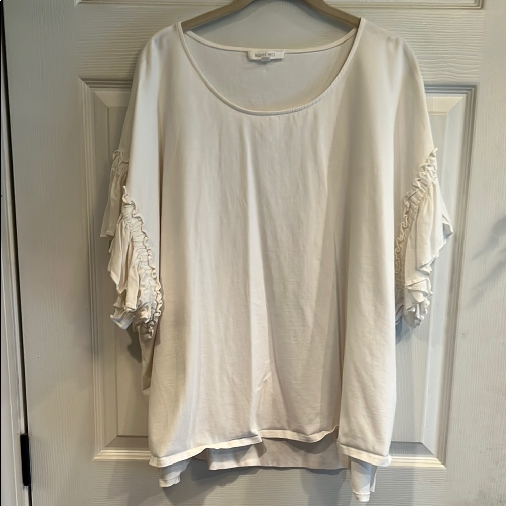 Relaxed Ruffled 3/4 Sleeve knit top